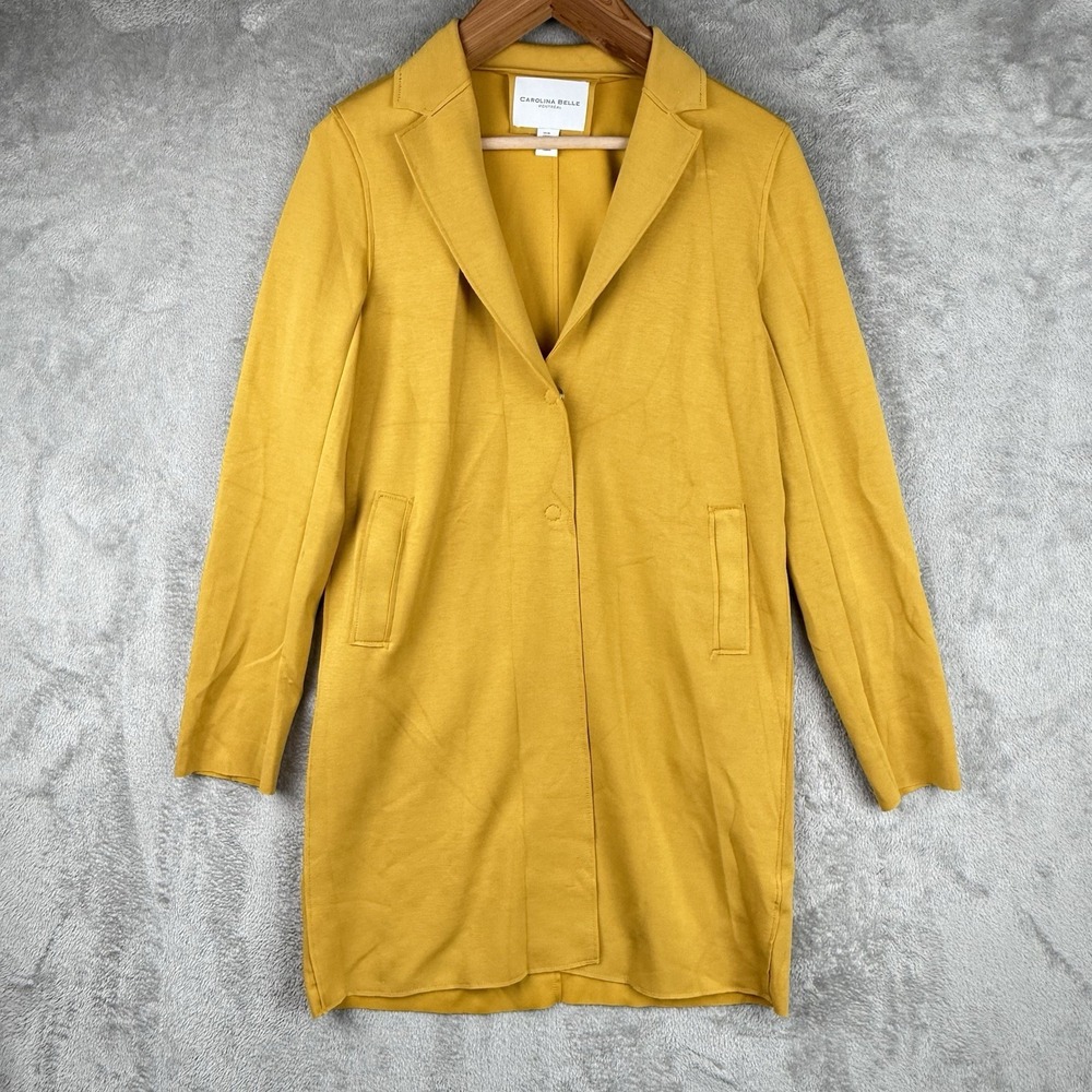Carolina Belle Montreal Long Duster Jacket Womens M Chartreuse Yellow Preppy